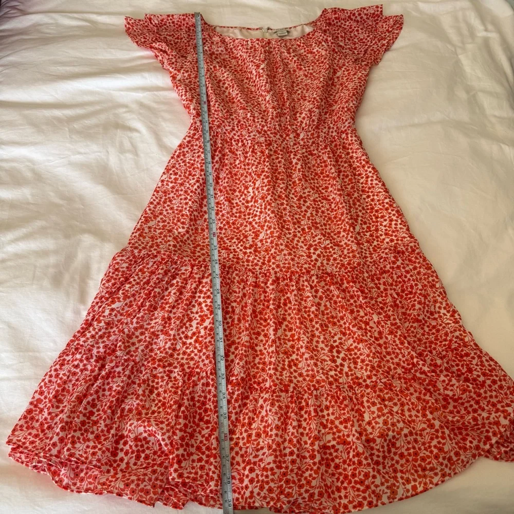 J.Crew Factory Tiered Floral Midi Dress Size 00 Coral Orange New With Tags - Picture 10 of 11